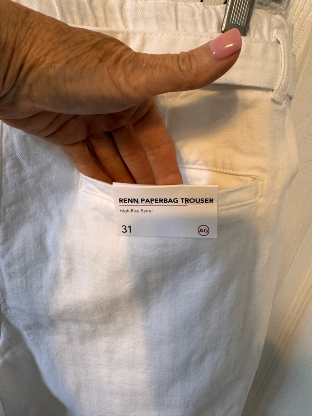 Women’s Renn Paperbag Summer White Trouser Pant AG Adriano Jeans Size 12/Size 31 - Picture 8 of 12